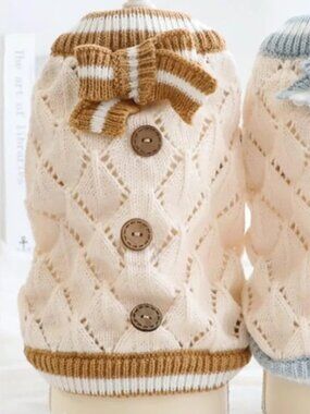 NEW Dog Sweater XS -  Small NEW Knitted Cream Tan Unisex Puppy Dog Jacket